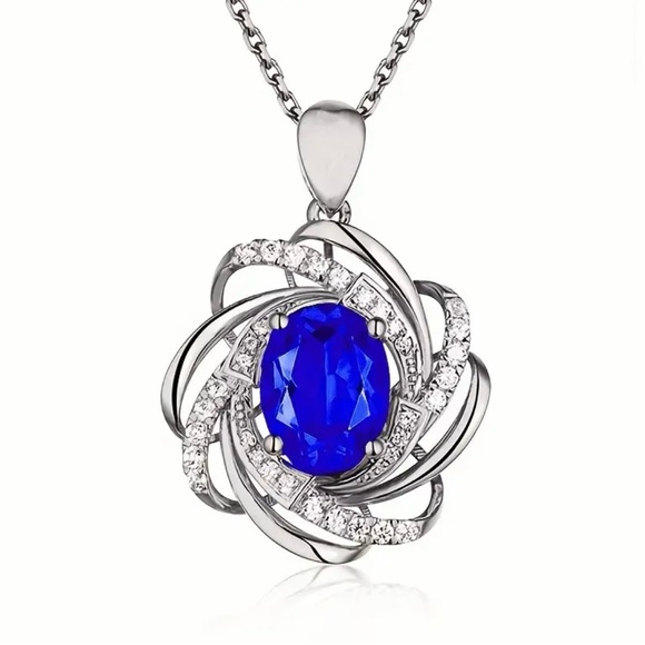 Spiral Blue stone flower with hollow gemstones, 10" long - Picture 3 of 5